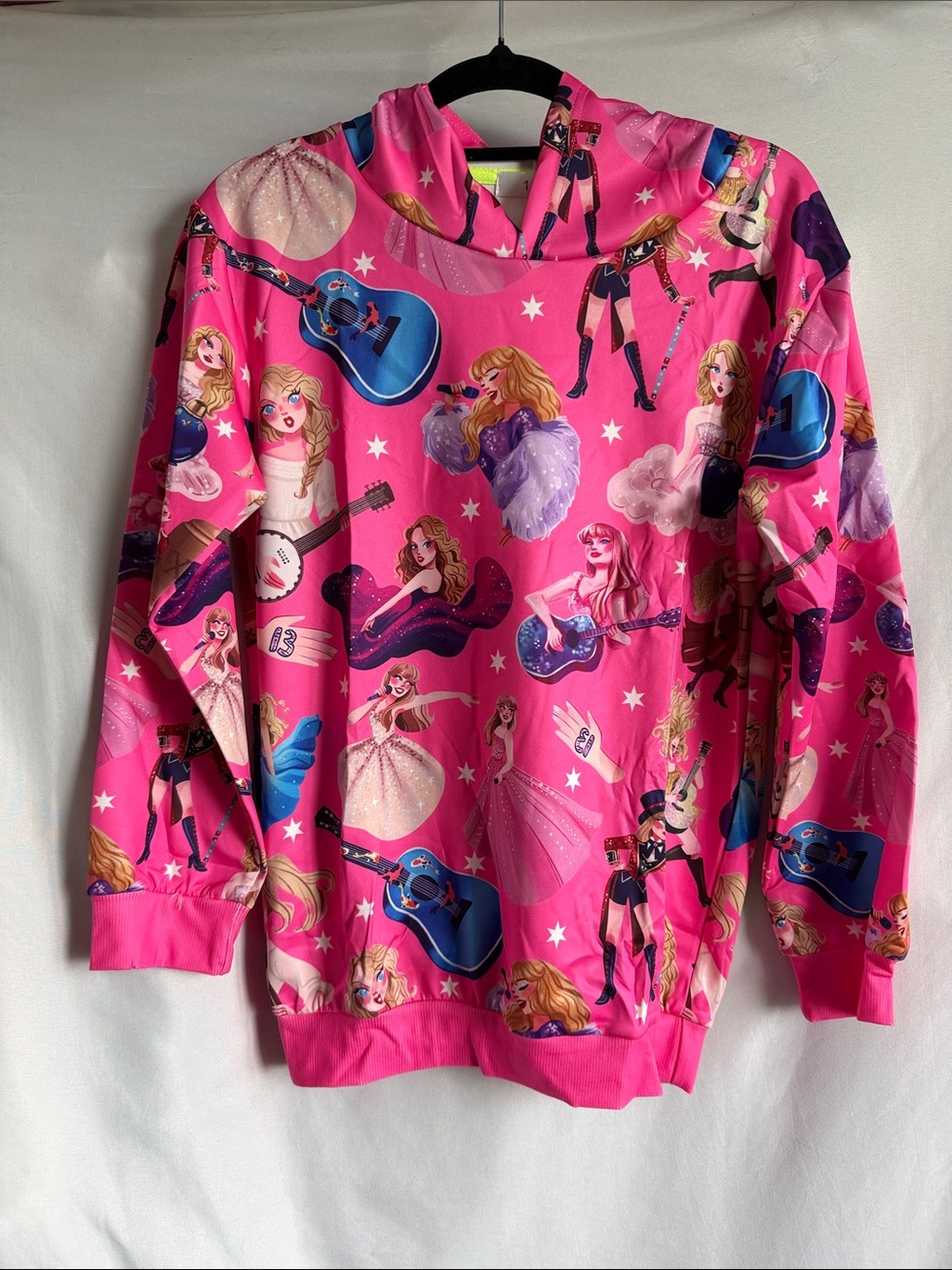 Girls Pink Hooded Sweatshirt with Rockstar Print XS92